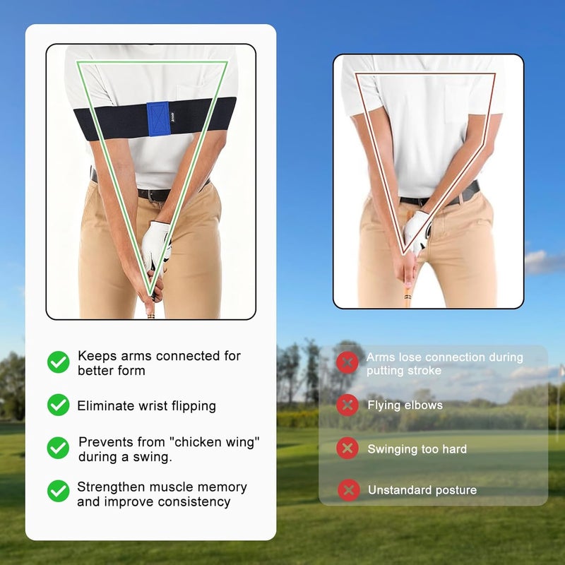 Arttodo Golf Training Kit with Arm Band & Wrist Strap, Golf Swing Training Aid to Correct Wrist Angle and Develop Muscle Memory for Beginner Golfers - Image 2